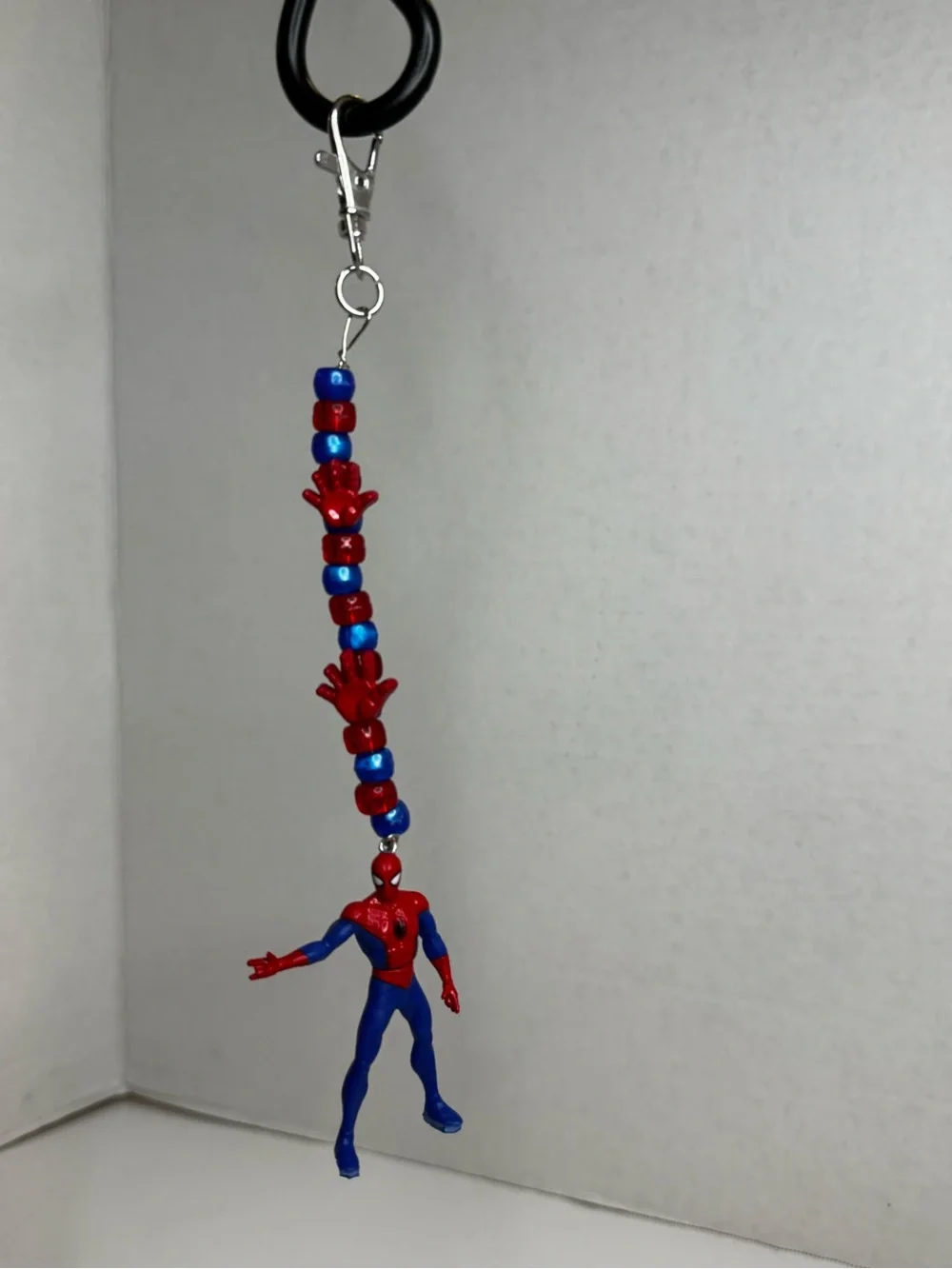 Spiderman Red & Blue Beaded Charm Keychain